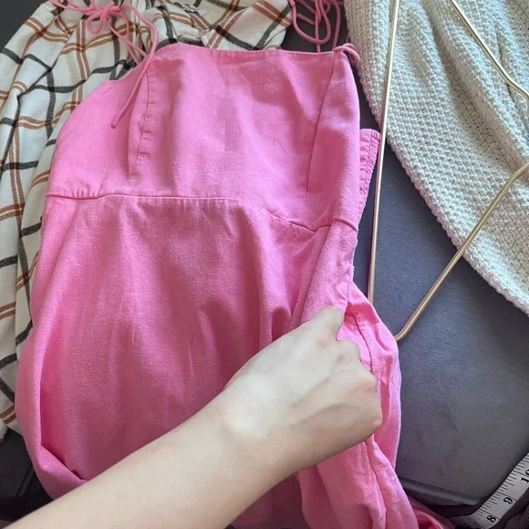 Old Navy Vibrant Pink romantic summer linen feminine mini dress size M - Picture 6 of 9